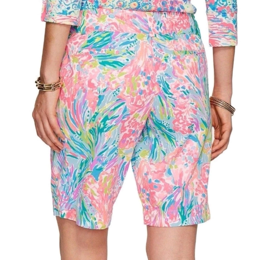 Lilly Pulitzer Fan Sea Pants Chipper Bermuda Shorts Pink Resort Womens 0 - Picture 7 of 16